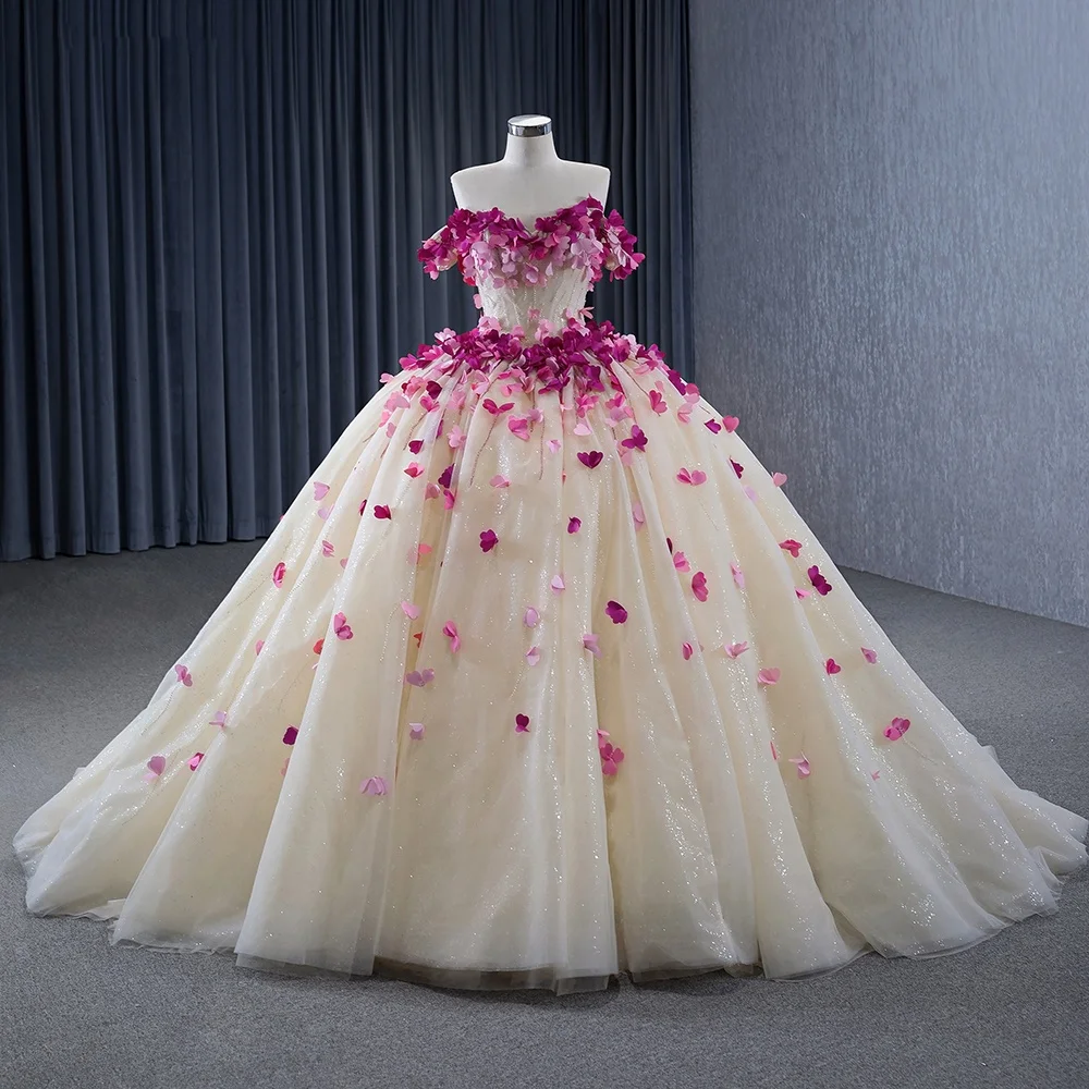 

Jancember 231146 Champagne 3d Flower Ball Gown Evening Party Women's Long Dresses