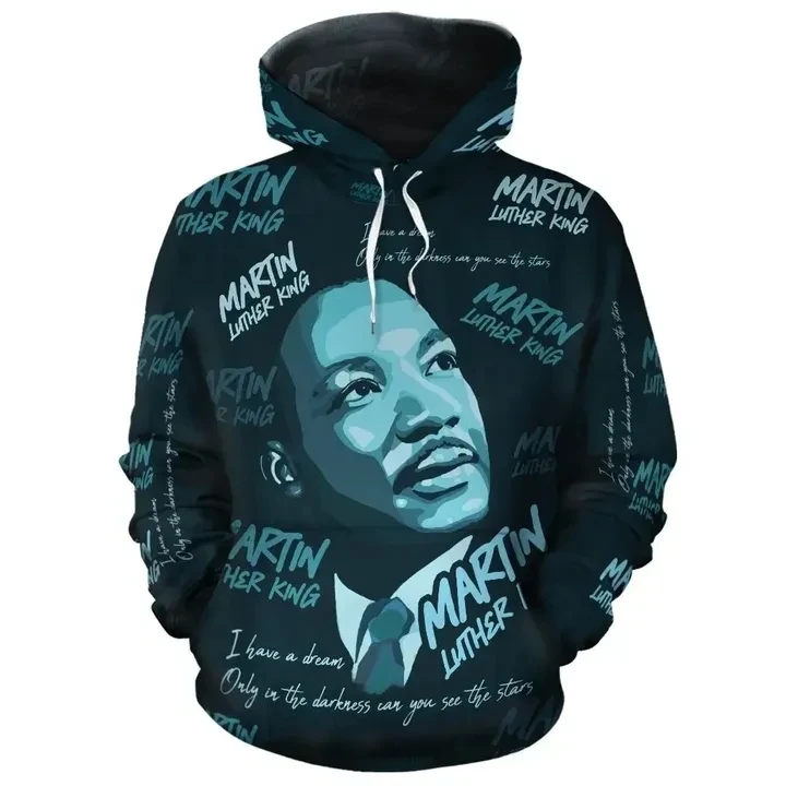 

African Martin Luther King Pattern Plus Size Hoodies Luxury Custom Printed Good Quality Polyester Hoodies Men Hood Sweaters, Customized color