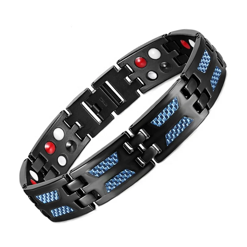 

Titanium Health Magnetic Bracelet Blue Color 4 Elements High Quality Luxury Bangles & Bracelets Gift for Men