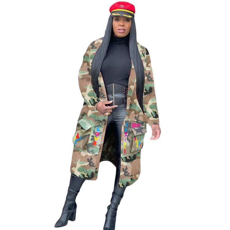 Wholesale Best Seller 2021 Fashion Trend Clothes Camouflage Print Winter Jacket For Women Lady Top Coats