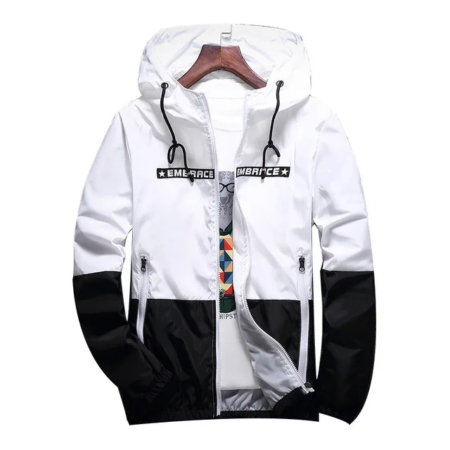 

New spring and fall men's thin coat trend slim fashion handsome hooded long sleeve casual jacket