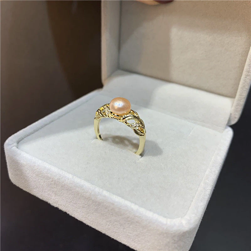 

Aimgal Jewelry New 14-karat gold zircon Baroque pearl opening adjustable ring