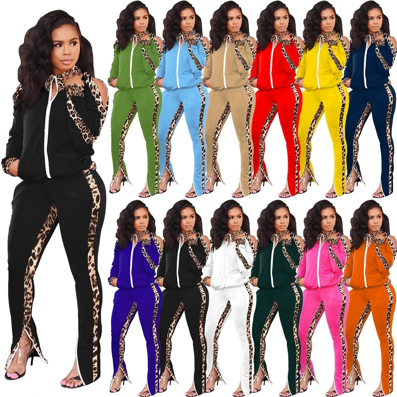 

EB-20080612 Fall 2022 women clothes ladies off the shoulder tracksuits for women custom logo two piece pants set