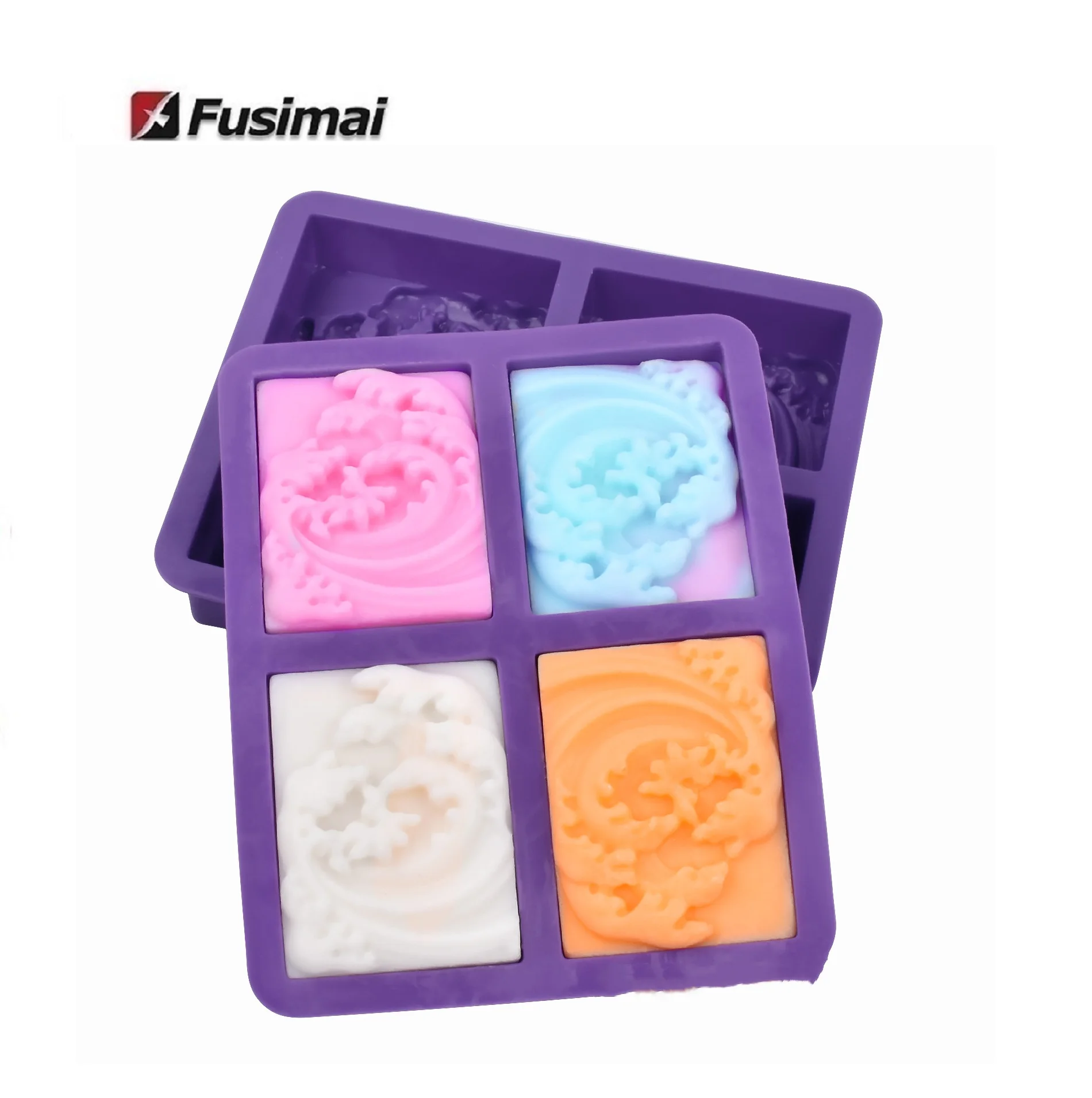 

Fusimai 4-cavity Wave Pattern In Silicon Wholesale Mould 4 Hole Rectangular Wave-shaped Silicone Soap Mold