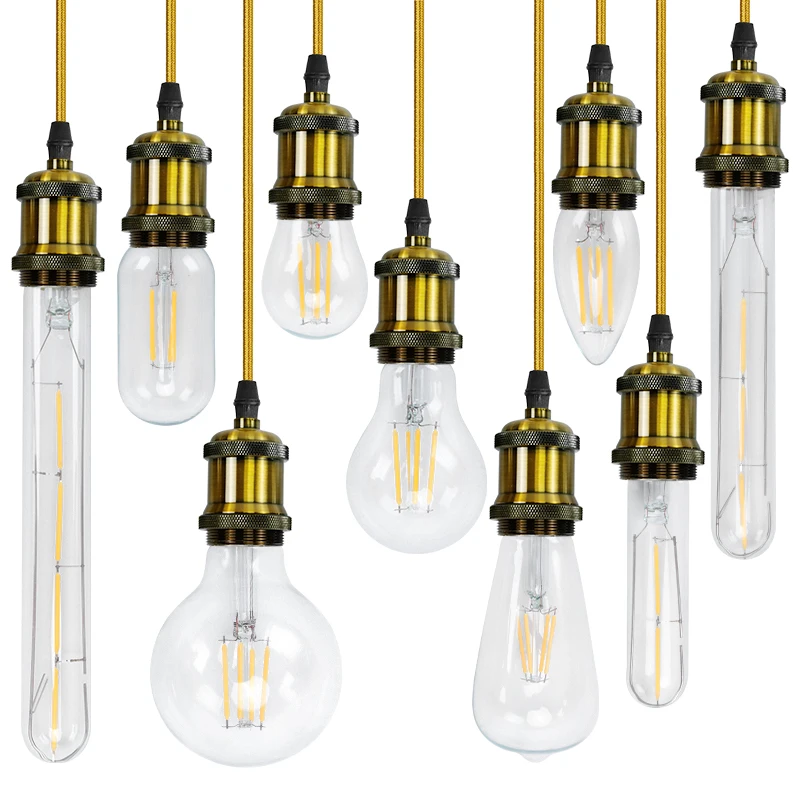 Retro Edison Light Bulbs A19 2w 4w 6w 8w E14 E26 E27 220V 110V 12V A60 ST64 T30 C35 G80 Filament Vintage Ampoule Bulb Edison