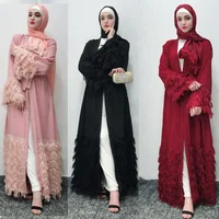 

Tassel Kaftan Dubai Abaya Kimono Robe Muslim Dress Abayas For women