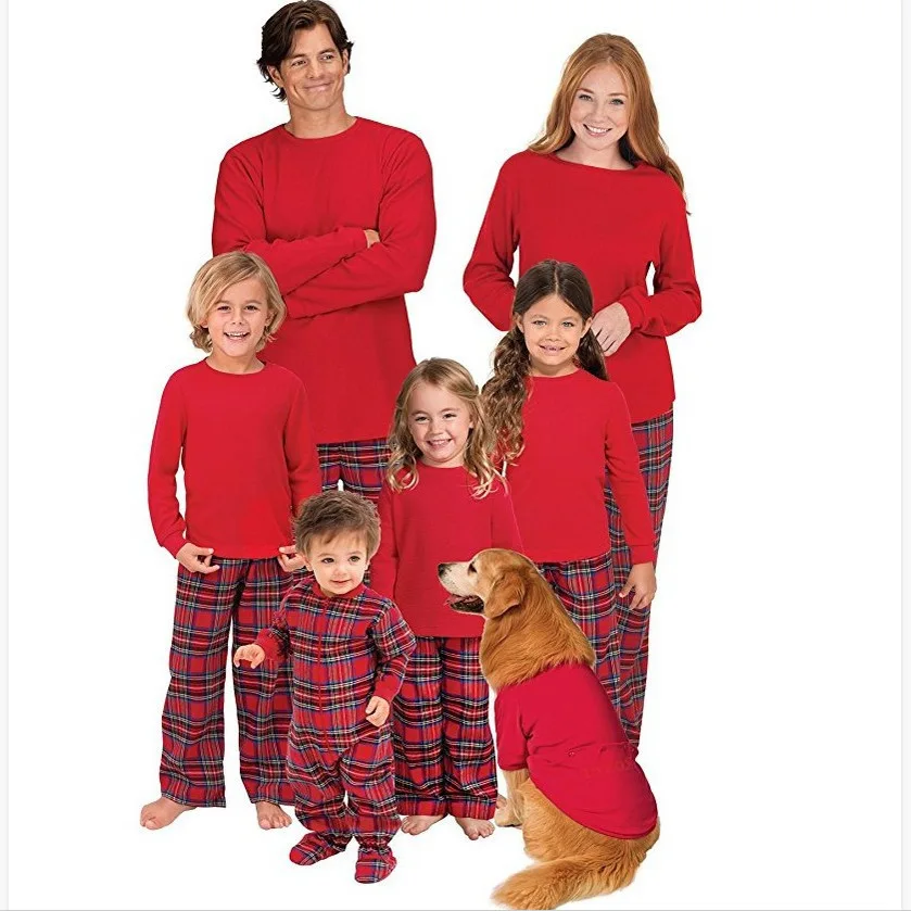 

New fashion family matching Christmas pyjamas The same clothing Kids long sleeve nightwear for family, White