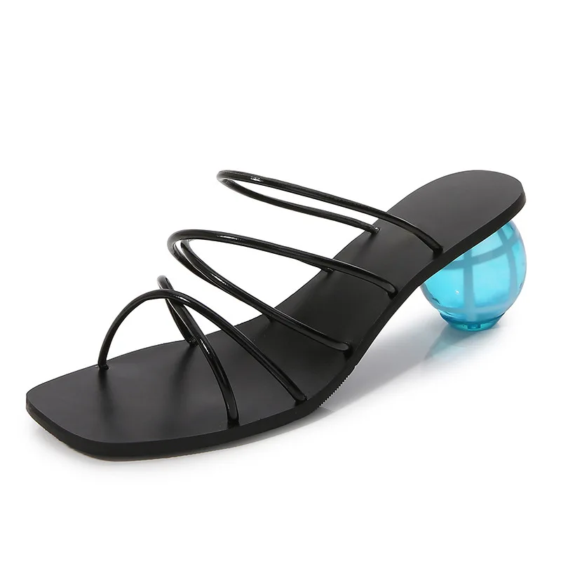 

Chaussure Femme Talon Carre Brand Luxury Shoes Designer Transparent Heels Strange Fashion Slipper 2021 Summer Women's Sandals, Black,khaki