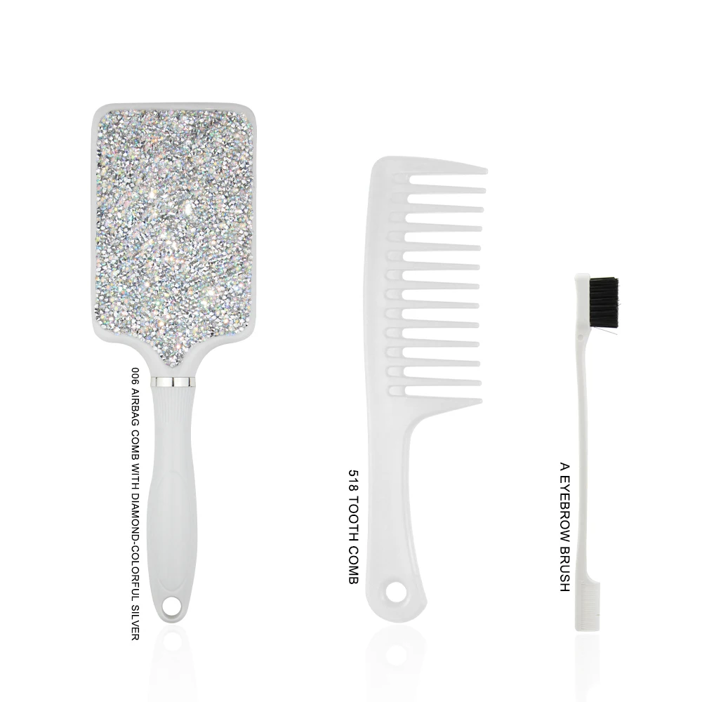 

Masterlee Amazing diamond detangling hair brushes bling brush wide tooth comb edge brush set