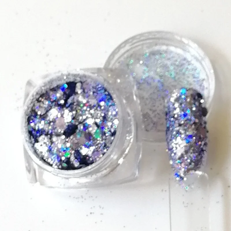

designer press on nails Solvent Resistant Holographic Chameleon Reflective Powder Nail Mix Pet Nail Chunky Glitter