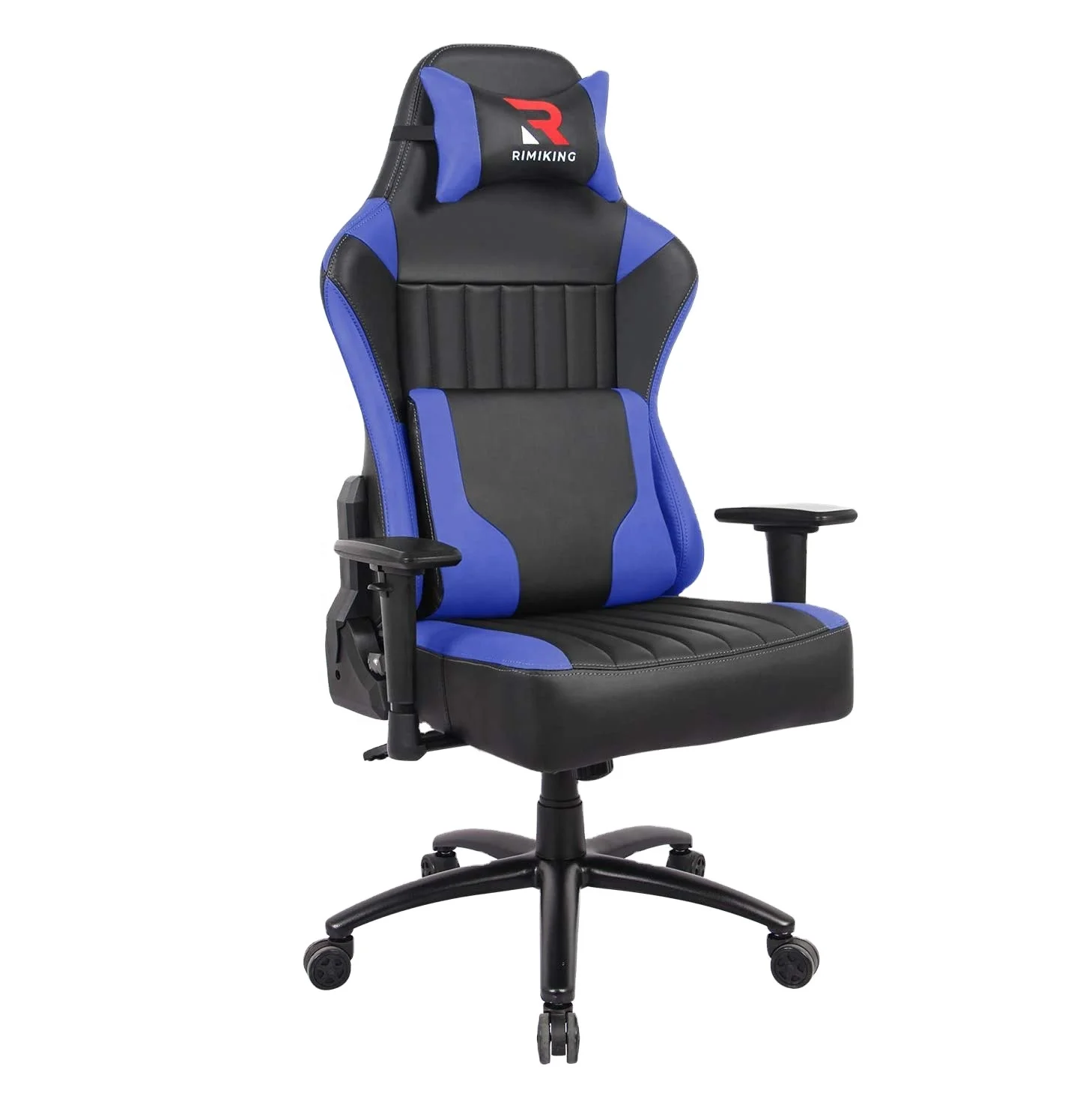 

USA Free shipping 360 revolving Gaming Chair High Back Leather Racing Computer chair with Lumbar support, Black+blue