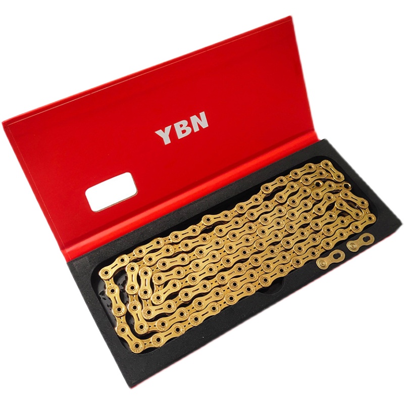 

YBN 8/9/10/11/12 Speed Bicycle Chain SLA H11-TIG Gold Titanium Coated MTB Road Bicycle Color Chain for SRAM/Campanolo System