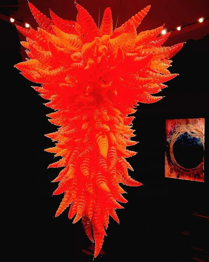 

Newest Orange Modern Big 100% Hand Blown Glass Crystal Pendant Light, Can be customized