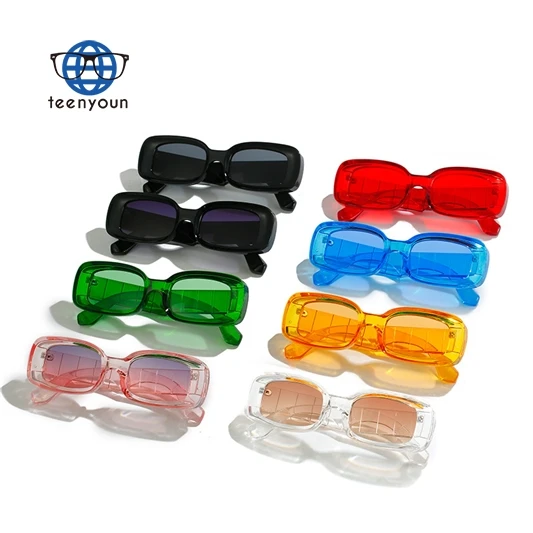 

Teenyoun Fashion Personality Outdoor Thick Frame Sunglasses 2023 New Small Rectangle Women Polygon Colorful Shades