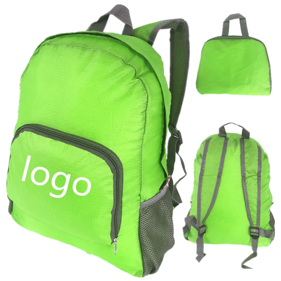

Custom Logo Or Printed Heavy Duty Collapsible Polyester Outdoor Lightweight Foldable Backpack, Any color you like