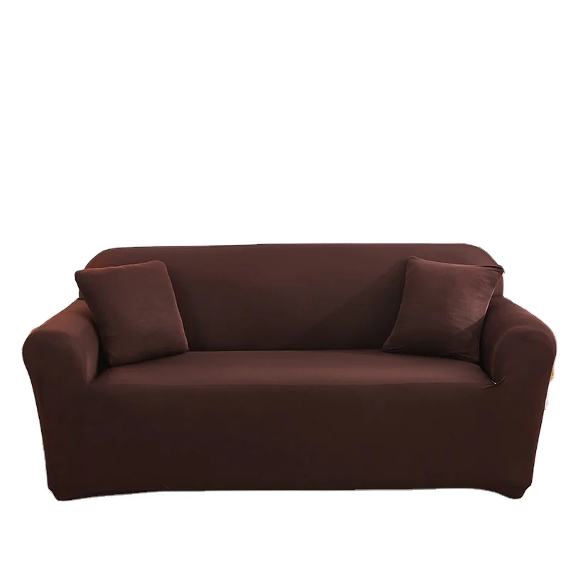Hot Sale 4seats Seaters Home Furniture Protector Stretchable Solid Color Plain Dark Grey Elastic Stretch Sofa Cover