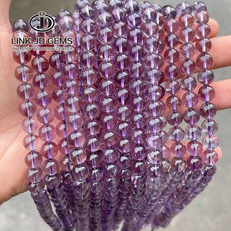 JD Wholesale 4-12mm Clear Crystal Loose Gemstone 7A Natural Brazilian Ice Amethyst Beads For Jewelry Making Diy