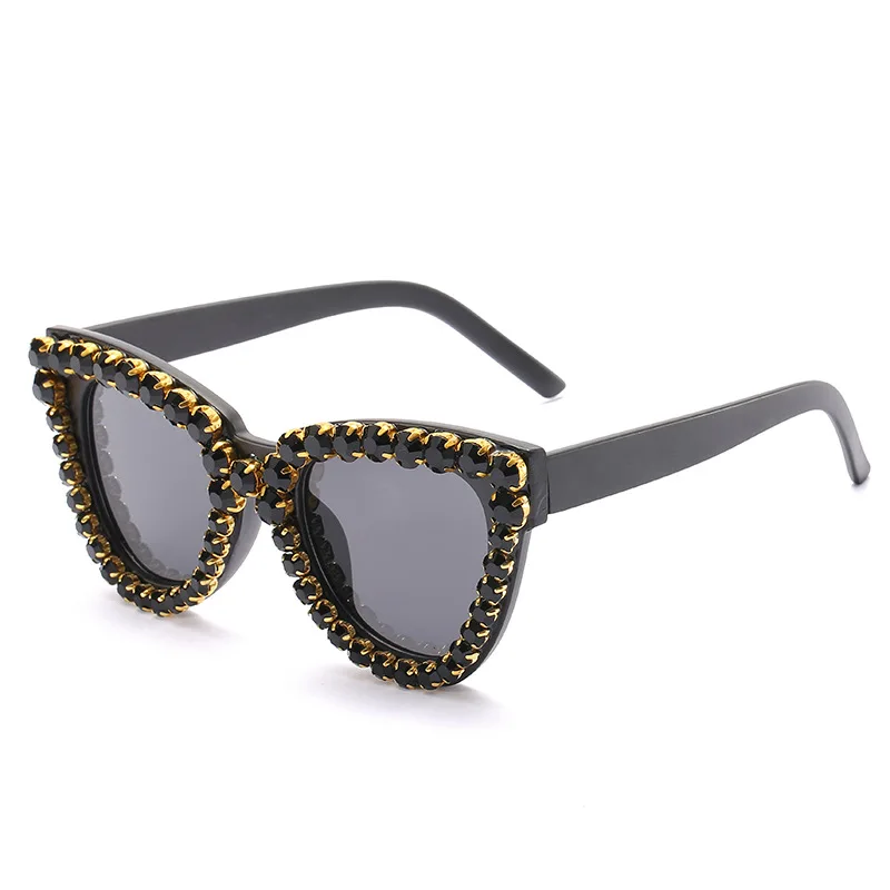 

DCOPTICAL 2021 Women Cat Eye Large Frame Rhinestone Old Fashion Trend Full Rim Men Sunglasses