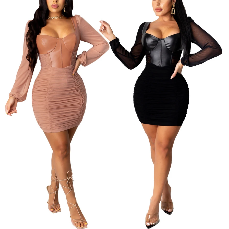 

FS1953D Fashion long sleeve zipper dress women elegant dresses