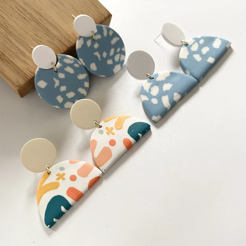 

OUYE blue cloud women polymer clay earrings wholesale jewelry custom chunky earrings clay 2021 handmade clay earrings women, Colorful