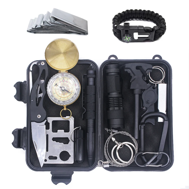 

ODETOOLS Outdoor 18 in 1 Emergency Survival Kit Survival Gear Kit Camping Kit, Black