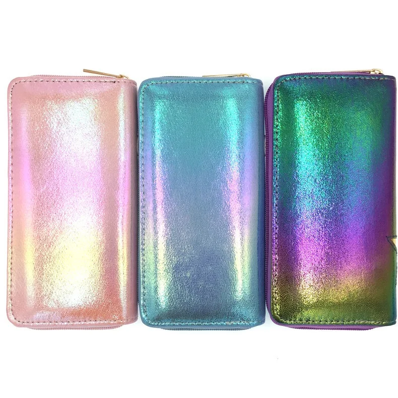 

2020 Fashionable laser spliced Mermaid PU long wallet Student lady handbag zero wallet ID bag mobile phone bag