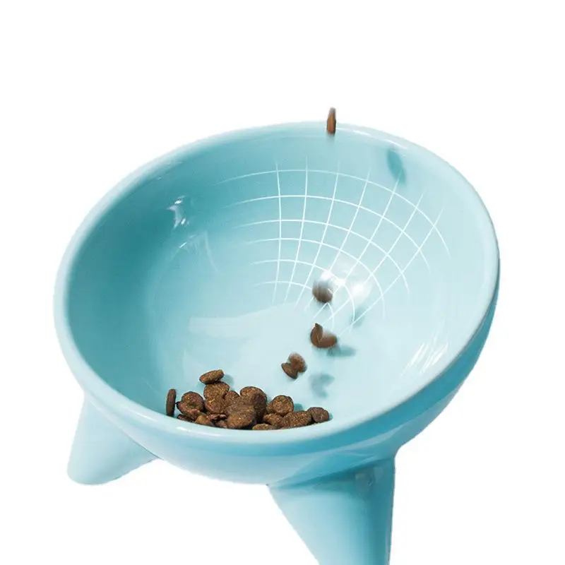 

Eco-friendly Raised Ceramic Cat Bowl Elevated Food with Stand Drinking Bowls Designer 15 Degrees Tilt Pets Bowls