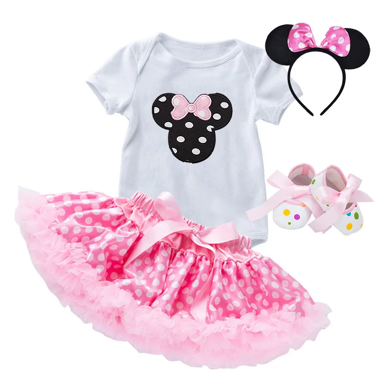

My Baby Baby Girls Polka Dots Satin Soft Tutu Skirt Minnie Clothes Dress With Mouse Headband DGRT-110