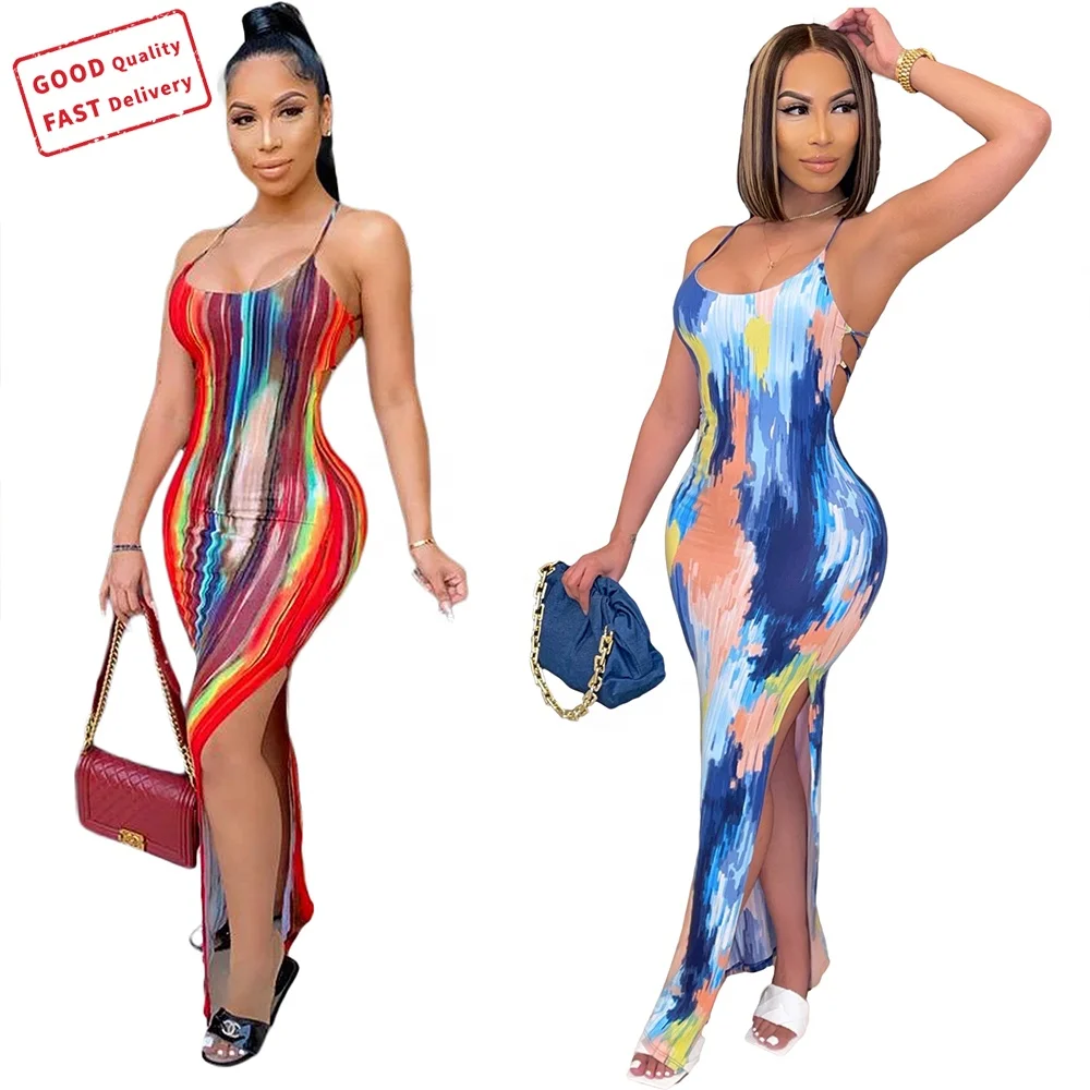 

GQ2002 2021 new arrivals long party dress sling backless red dresses women sexy club dresses, Picture color