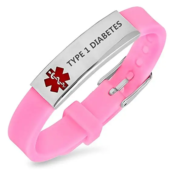 

Stainless Steel Silicone Sos Medical Diabetes ID Adjustable Bracelet Rubber Alert Wristband Awareness Outdoor Emergency, Any pantone colors