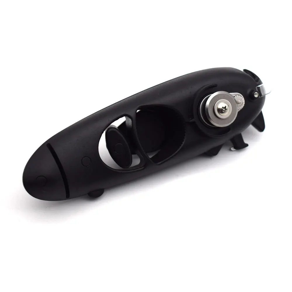 

6 in 1 Professional Can Opener Stainless Steel Kitchen Tools Manual Multifunctional Tin Can Opener Best Side Cut Bottle Opener, Black