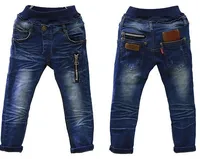 

2019 hot selling Europe America fashion boutique handsome sunshine boy Rubber waistband zipper jeans