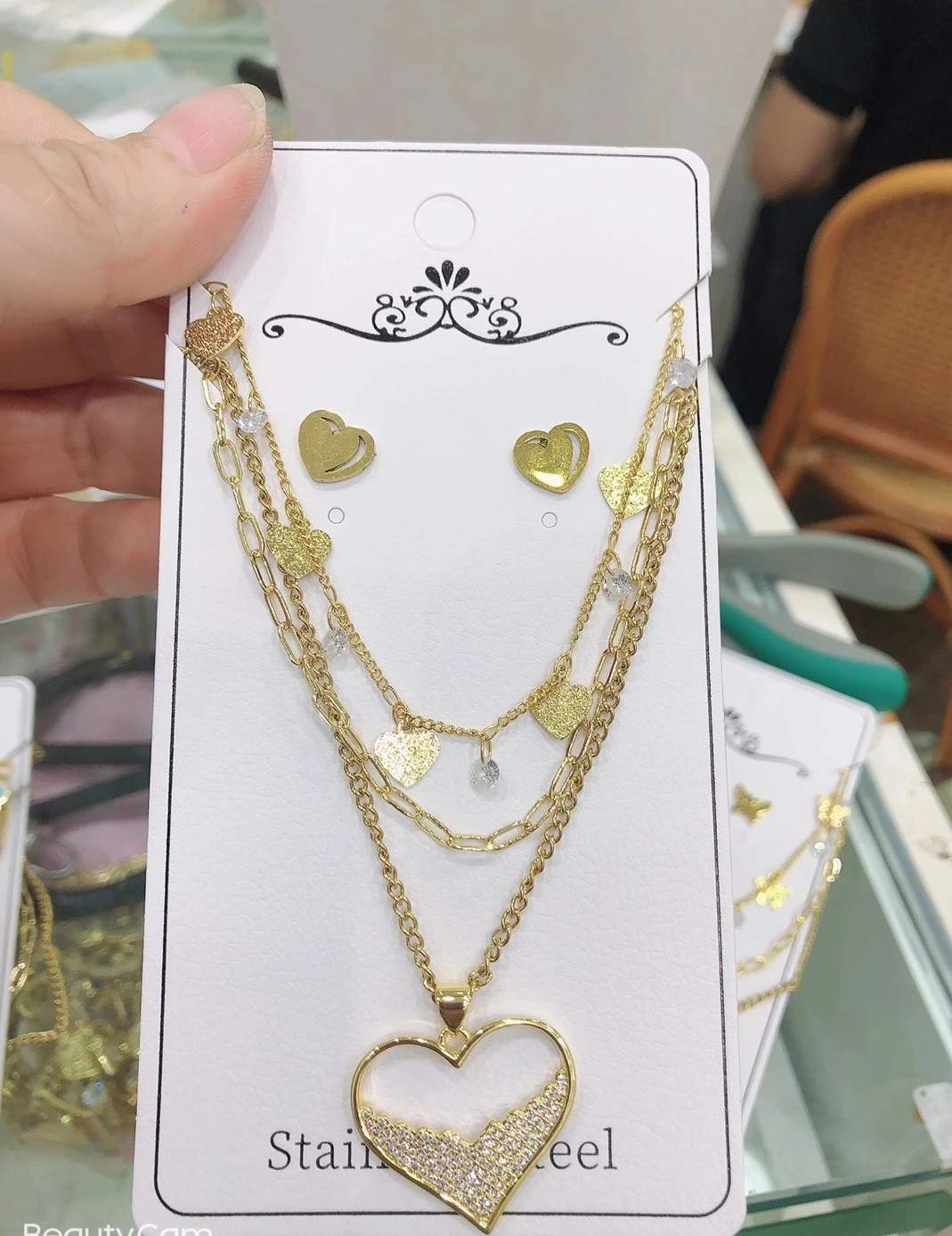

Jewelry Gift Souvenir Butterfly Tree Heart Pattern Zircon Micro Insert Stainless Steel Jewelry Set High Quality Jewelry