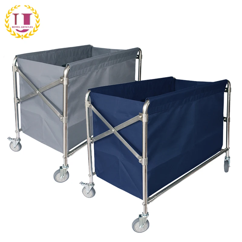 

Hotel Laundry Service Folding Linen Trolley, Beige or deep blue