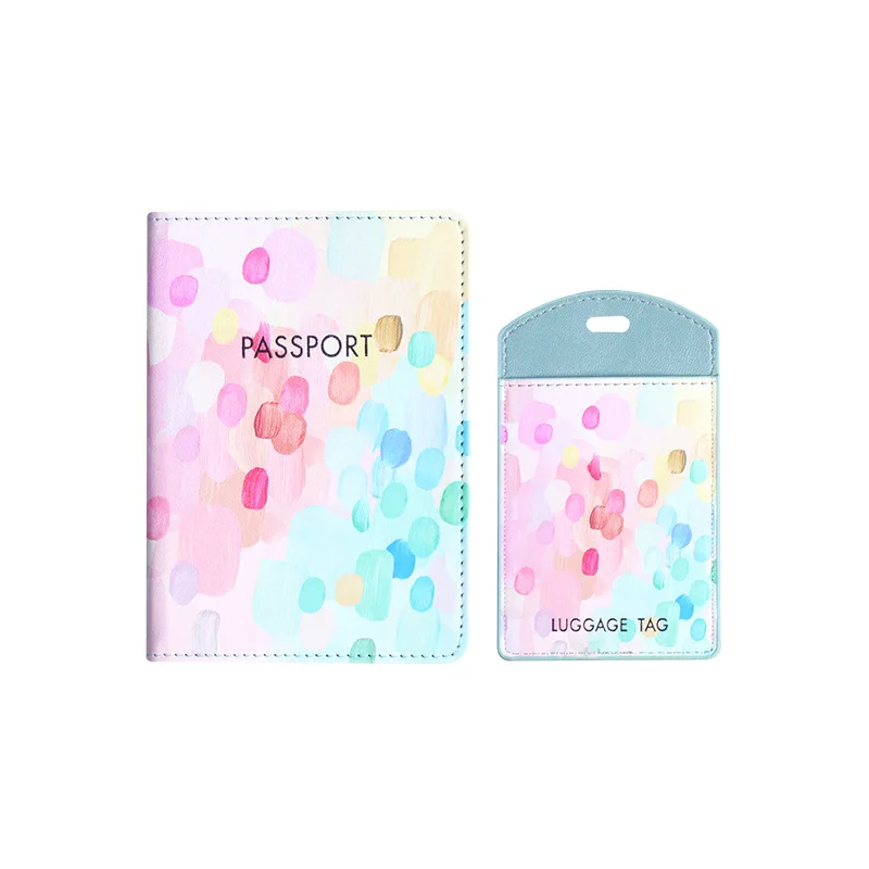 

New Style Classic Practical Cute Printed Business Passport Case Luggage Tag Card Folders, As shown