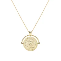 

925 Silver European and American style portrait Gold Coin Pendant Necklace Women