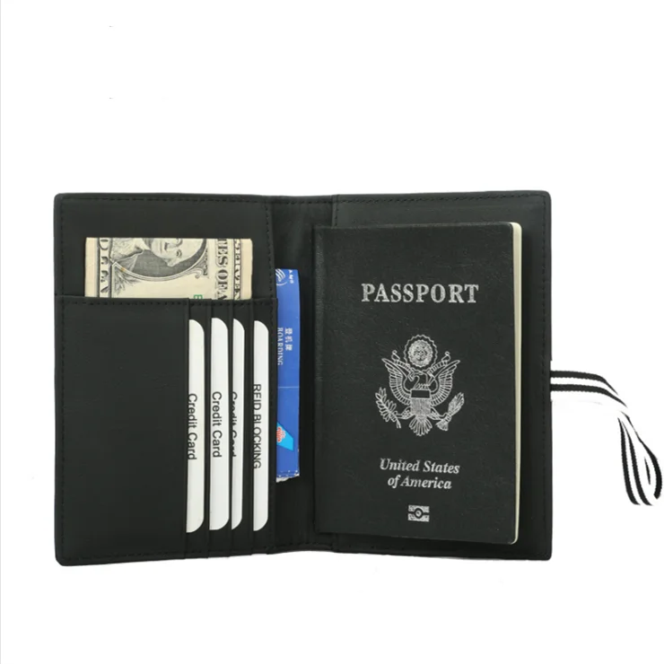 

Real Leather RFID Blocking Passport Cover Passport Wallet Travel Wallet, Black