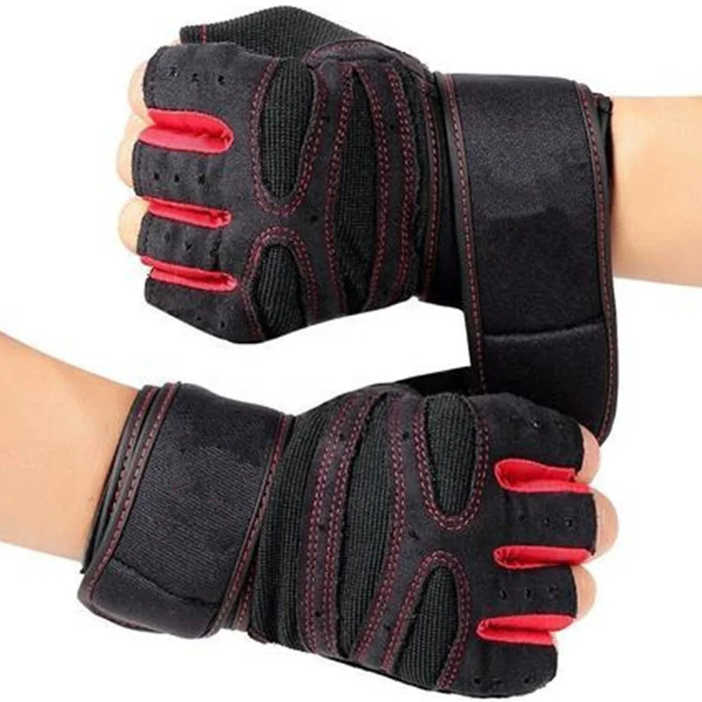 

Good Use Half Finger Sport Workout Fitness Glove Weight Lifting Gym Glove, Black, white