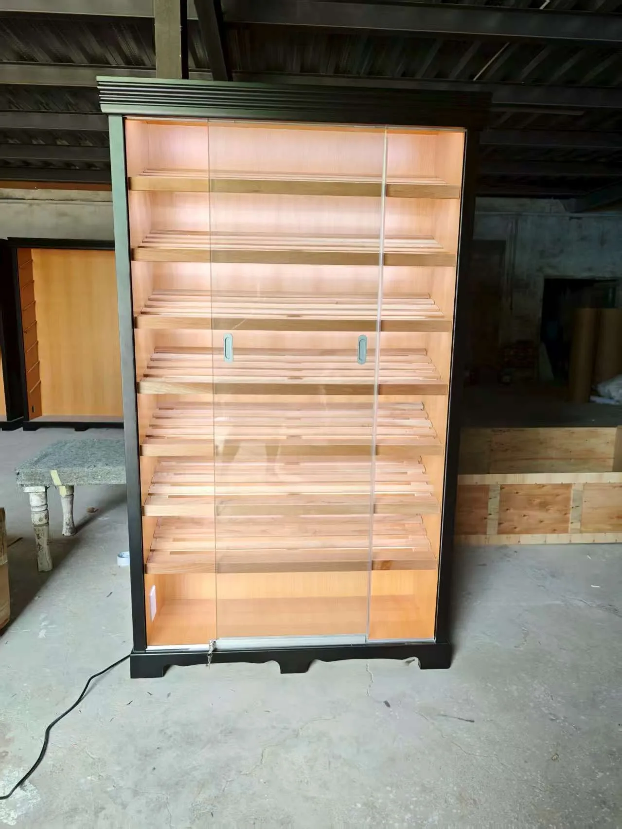 Sliding Double Door Cigar Cabinet