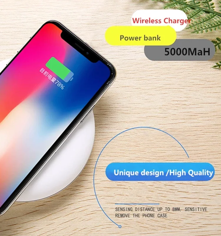 Unique Fast Wireless Power Bank 5000mah with Two Ways Charging Round Slim Powerbank - ANKUX.COM