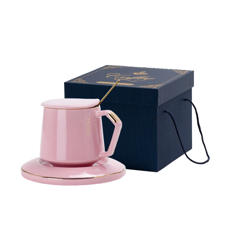 

hot sale coffee cups New design color glazed ceramic coffee mugs pink color coffee & tea sets gift cup with spoons, Same as picture or customized