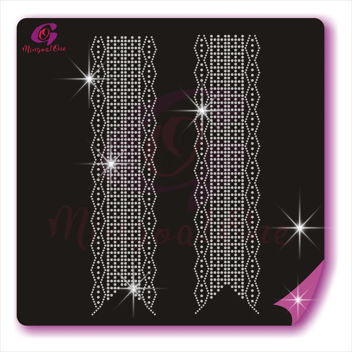 

Stylish Rhinestone Scattered Cheer Bows Strips Rhinestone Heat Transfer Iron On Motif, Select from color chart