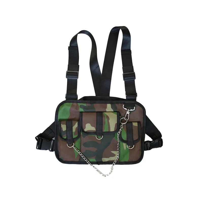 

SP1020 wholesale fashion camouflage hip hop chest rig bag outdoor sport tactical chest backpack bag for men, Black, dark gray, orange, camo, pink