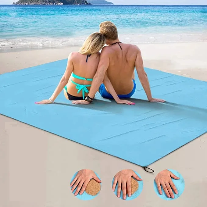 

Portable Foldable Beach Sand Mat Waterproof Beach Mat Lawn Camp Picnic Mat, Blue/green/pink