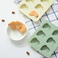 

six cavities little feet shape baking mold food grade silicone cake mould handmade soap mold