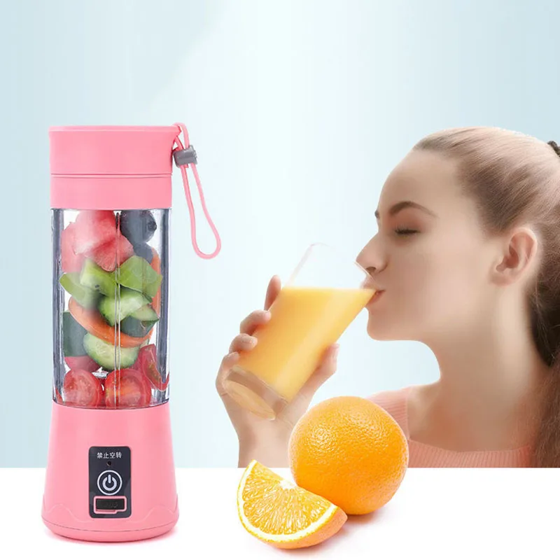 

380ml Mini USB Rechargeable 6 Blades Powerful Blender Cup Portable Juicers Bottle Hot Sale, Pink,blue,green,purple