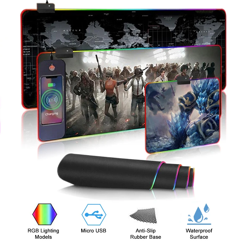 

mouse mat sublimation xxl larger rgb gaming wireless charging mouse pad