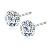 

Fashion women simple charm jewelry S925 sterling silver stud earrings four-claw zircon earrings