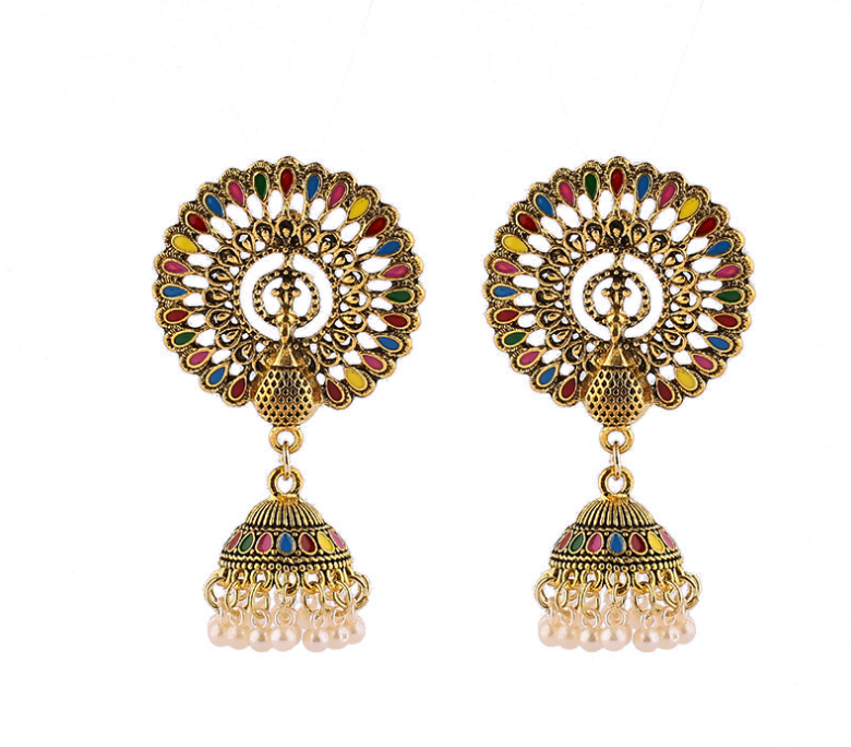 

2021 Newest design Hot Sale Alloy Colorful jumka Earrings Round Earrings