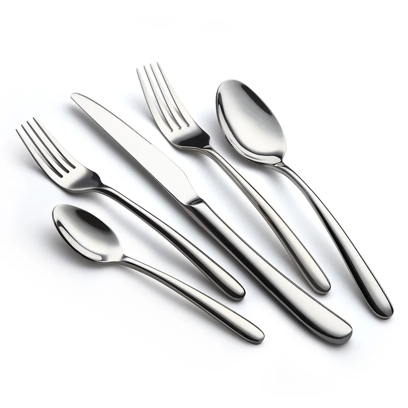 

Amazon best factory directly sell high quality ss201 silver Spoon Fork Set Table Setting Flatware 5-Pieces Set